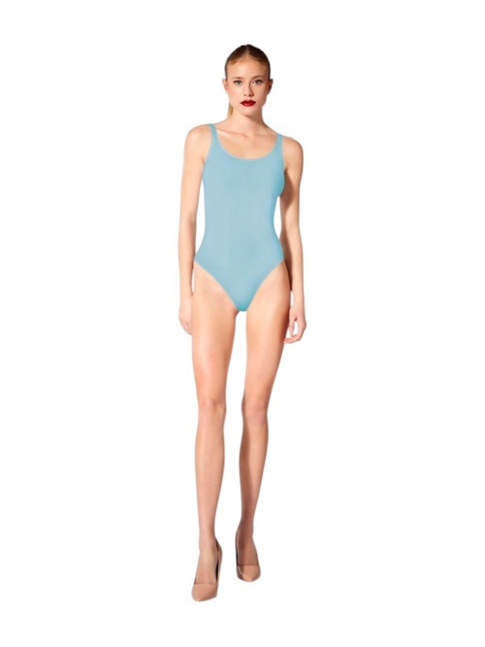 Wolford Blue Tank Bodysuit Stretch Cotton Quiet Luxury Capsule Wardrobe Small